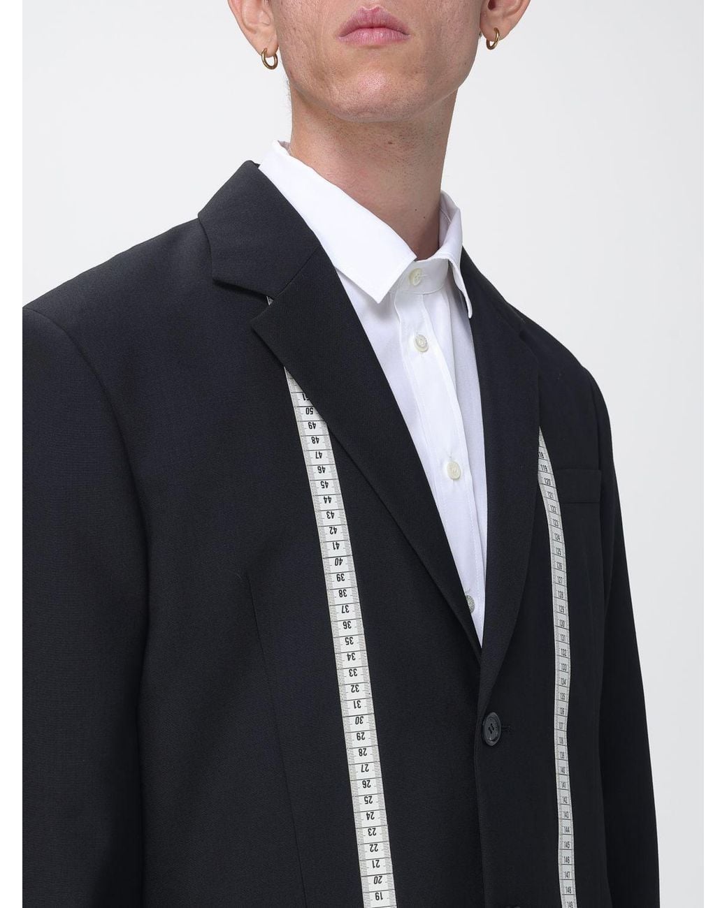 Moschino Couture Blue Single-Breasted Virgin Wool Blazer With All-Over Graphic Print for men
