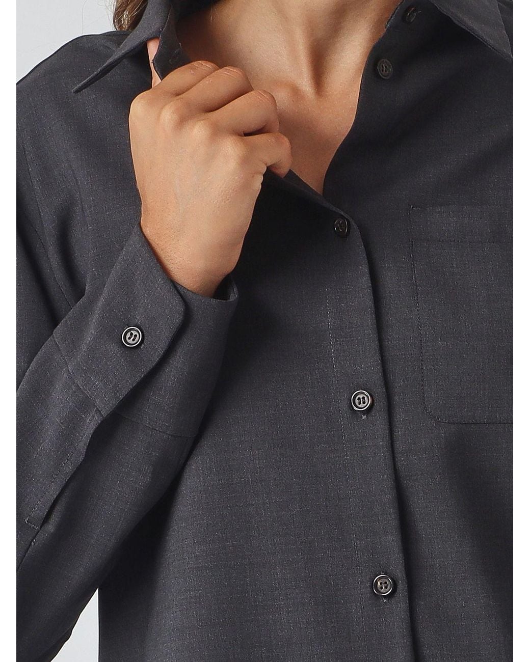 Max Mara Gray Wool Shirt With Classic Collar And Dropped Shoulders