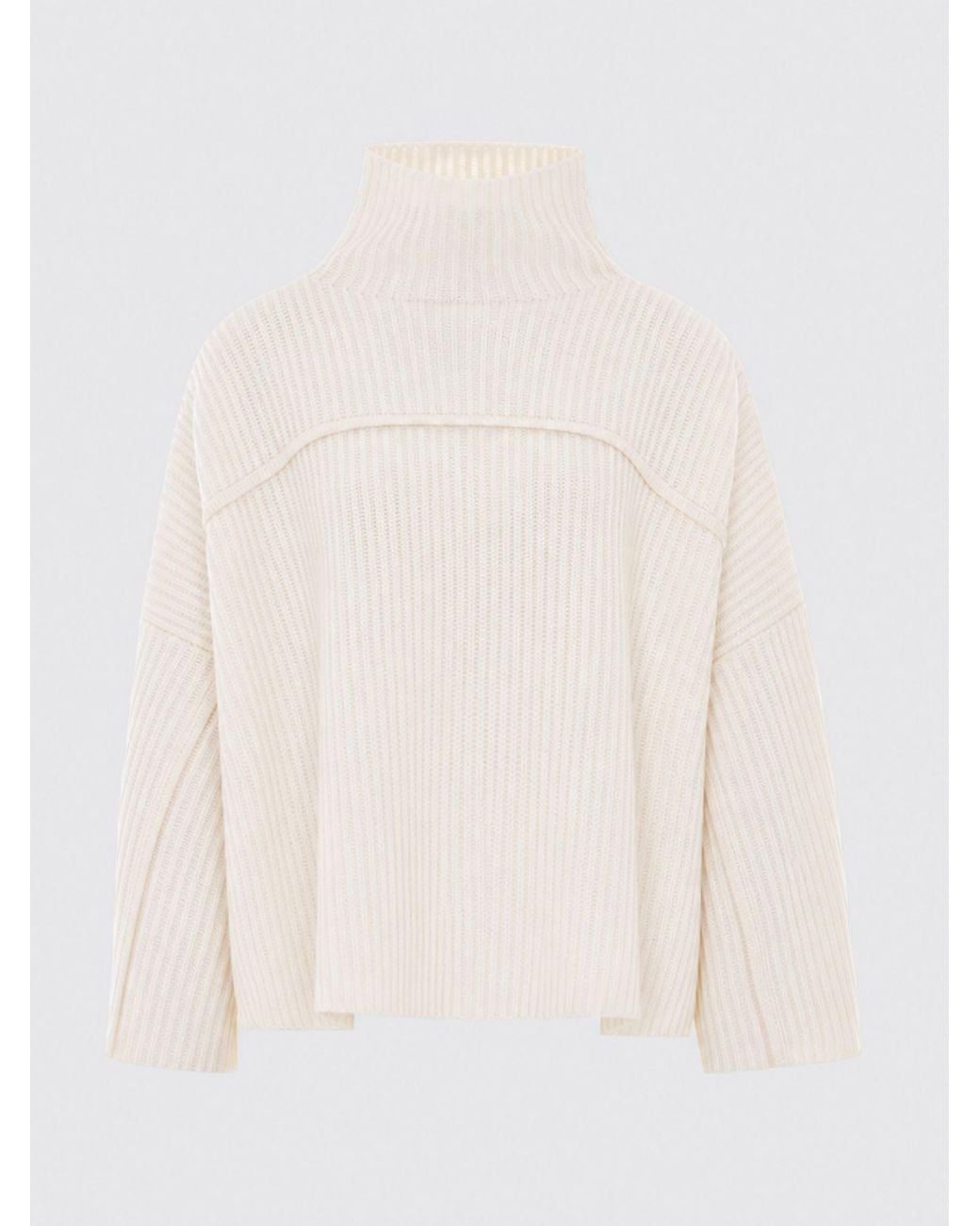 Not Shy White Langärmliger Rollkragenpullover Aus Reinem Kaschmir