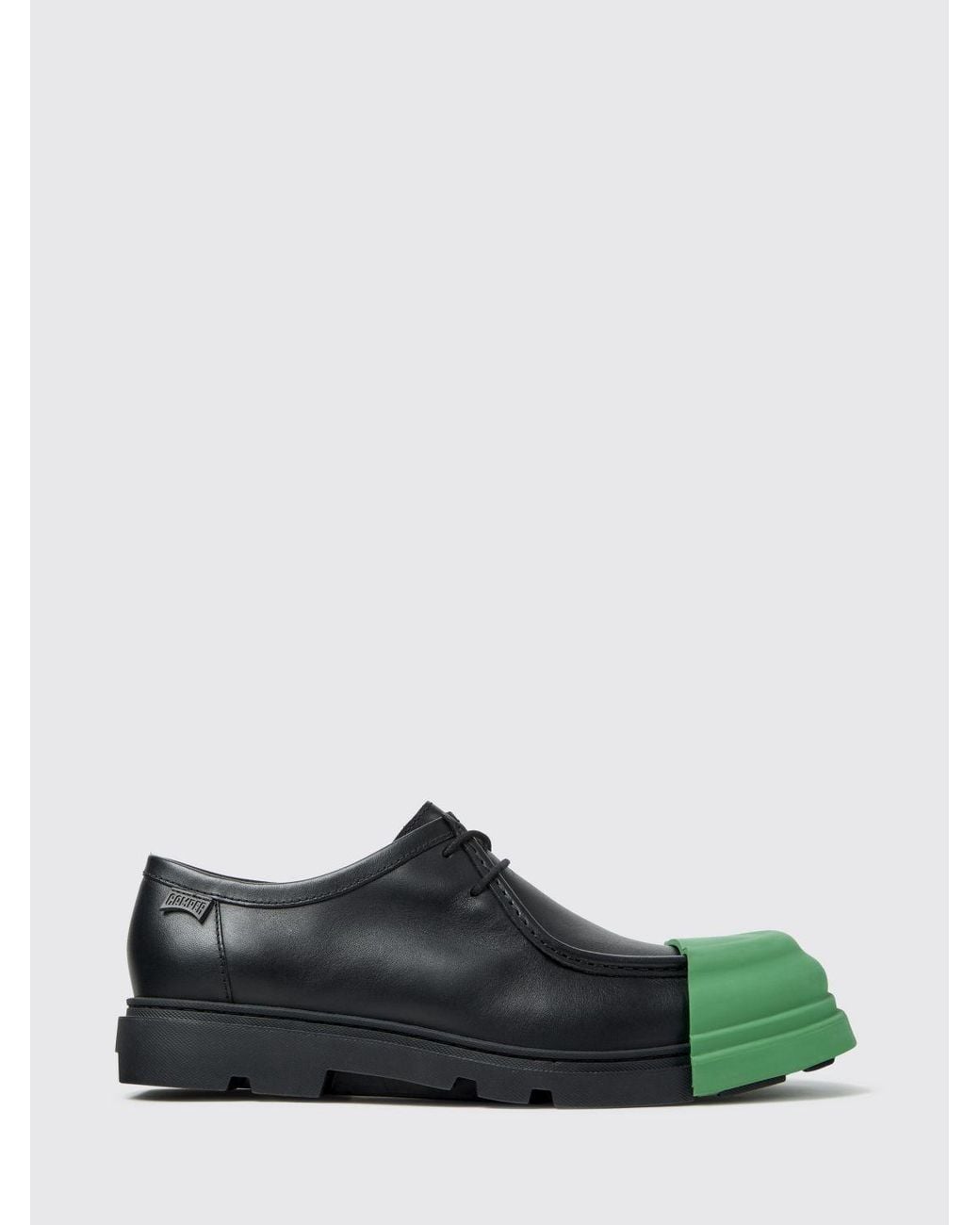 Camper Green Junction Smooth Calfskin Leather Derby Shoes With Rubber Toe for men