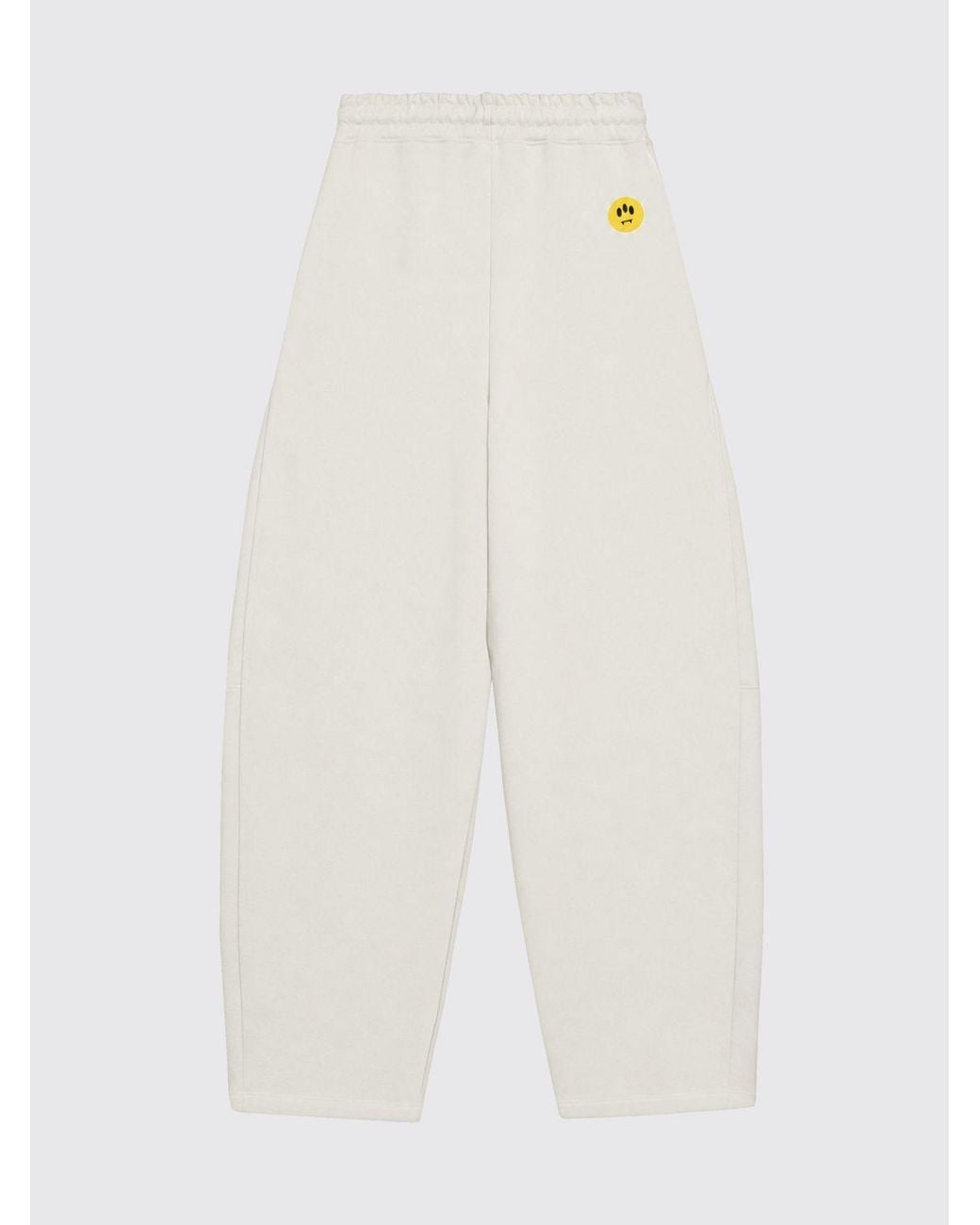Barrow White Wide-Leg High-Waisted Cotton Jogging Trousers With Drawstring