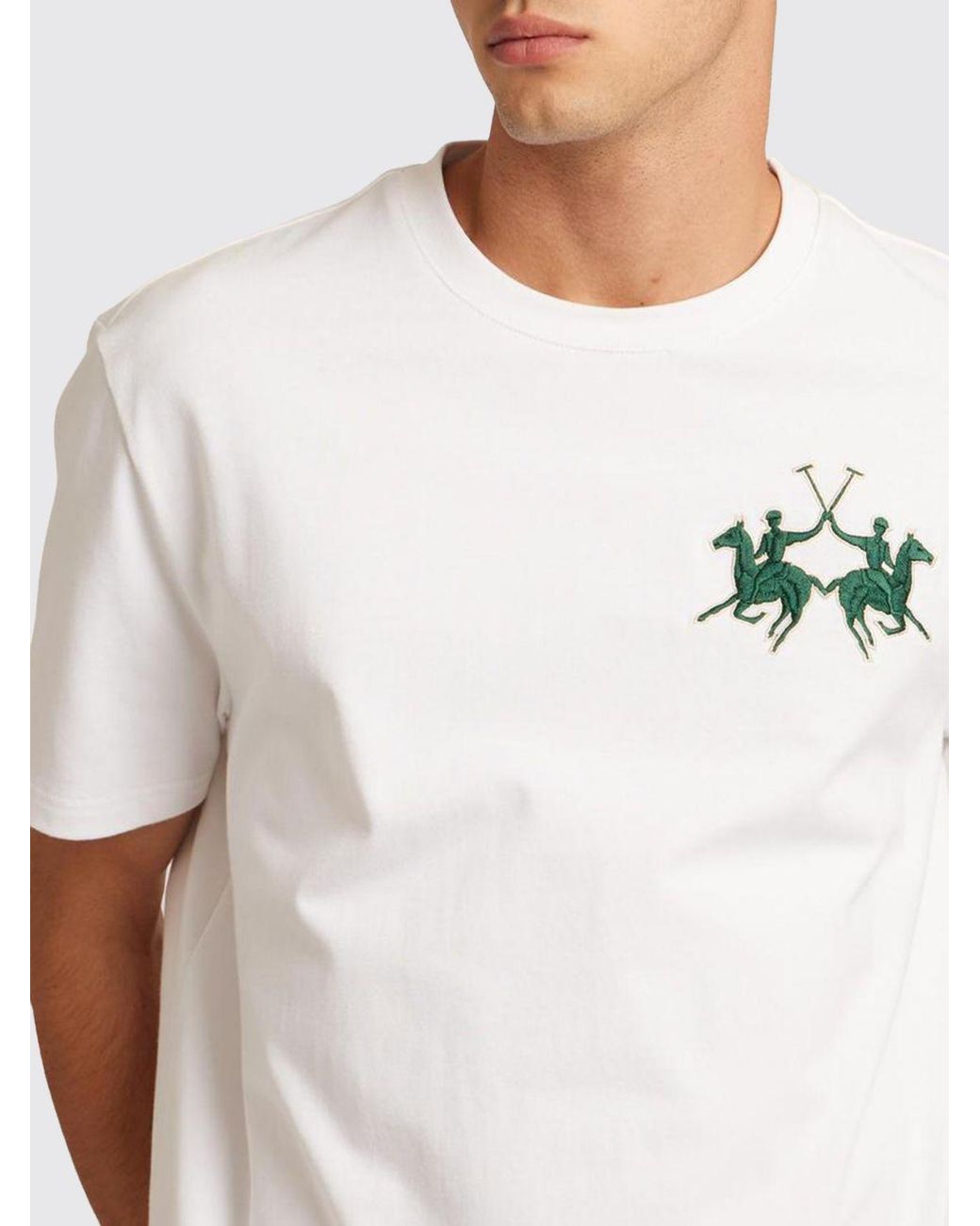 La Martina White Cotton T-Shirt With Logo for men