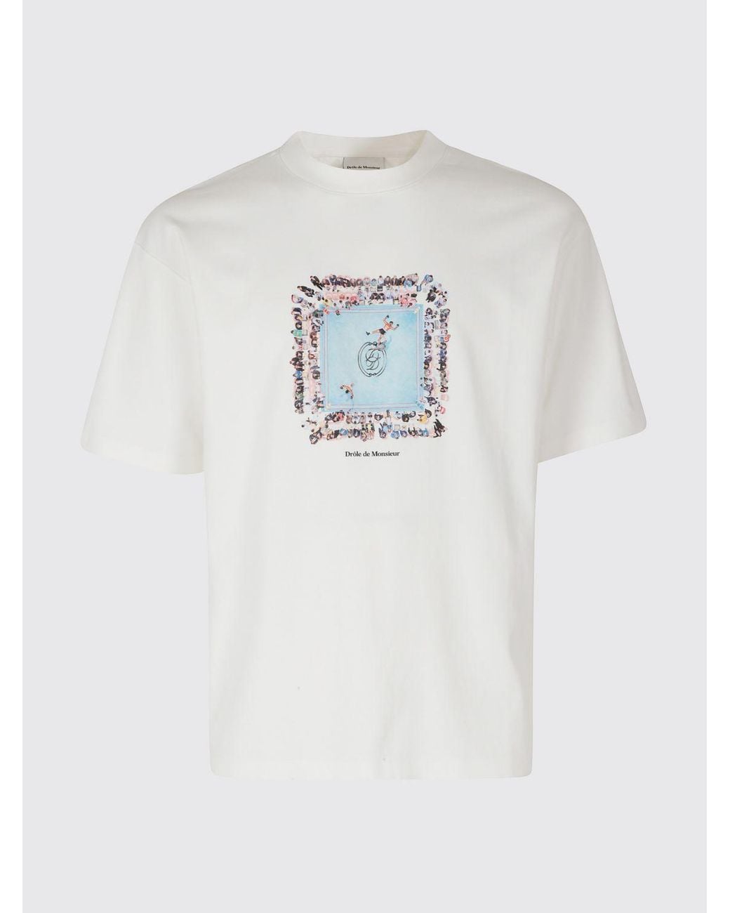 Drole de Monsieur White Graphic Print Pure Cotton T-Shirt With Lettering for men