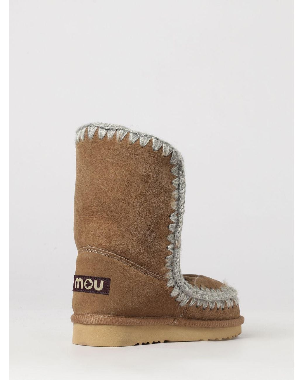 Mou Brown Eskimo Suede Boots With Wool Stitching