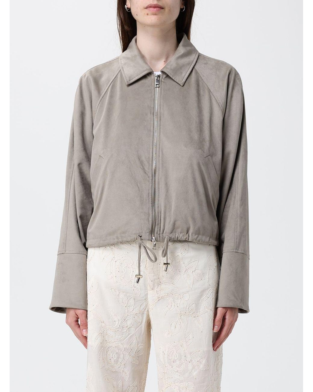 Liu Jo Gray Suede Shirt Jacket