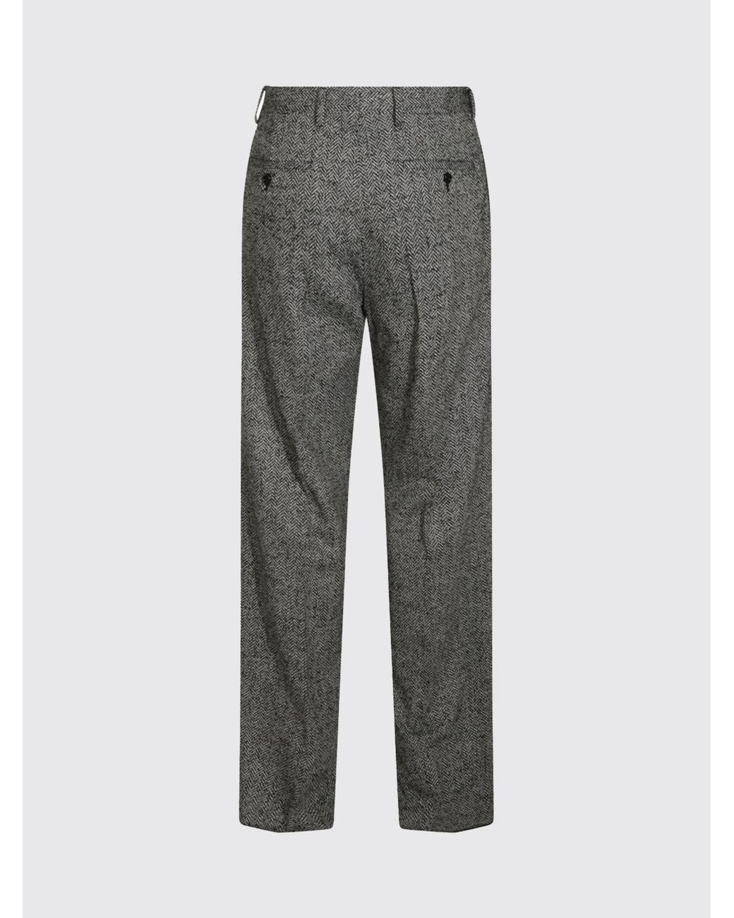Lardini Gray Chevron Wool And Silk Blend Tailored Trousers With Pleats for men