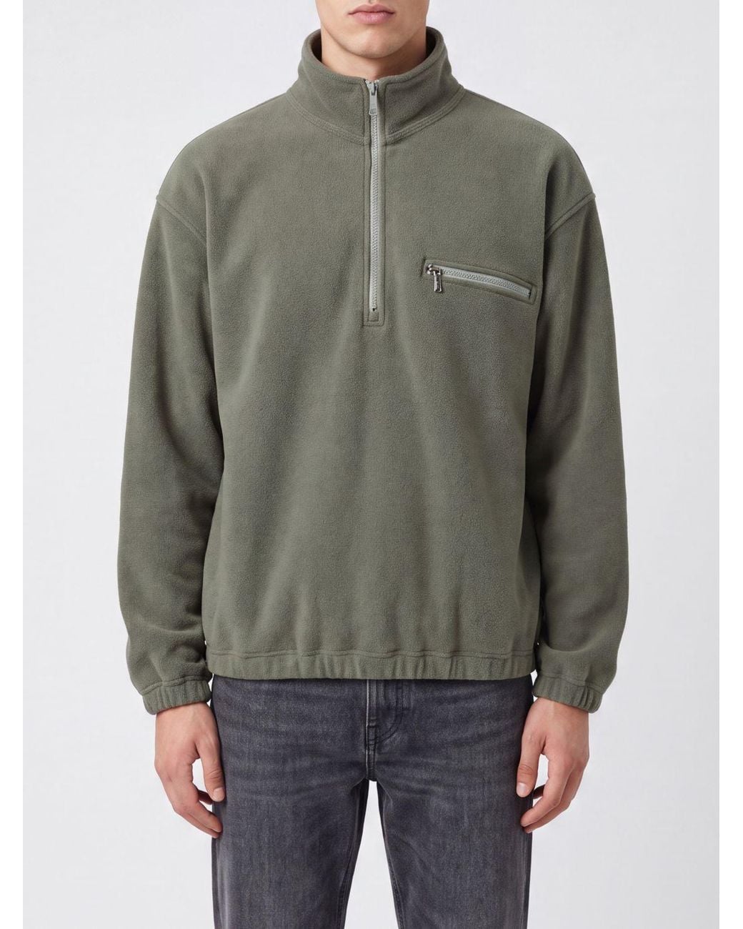 Rier Gray Half-Zip Funnel Neck Jumper for men