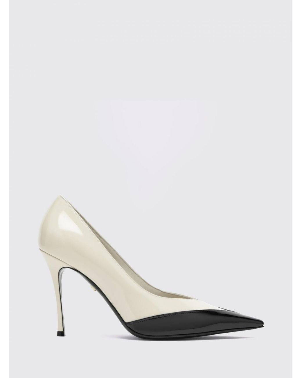 Ferragamo White Bicolour Patent Leather Court Shoes With Tapered Toe And High Heel