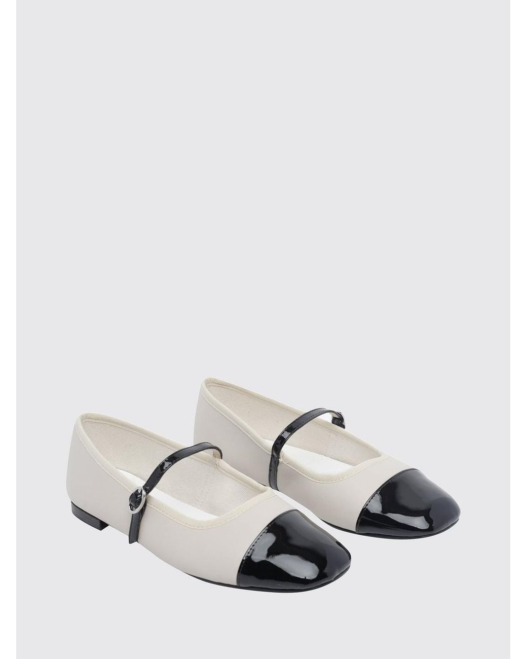 Repetto White Georgiana Calf Leather Mary Jane Flats With Patent Toe