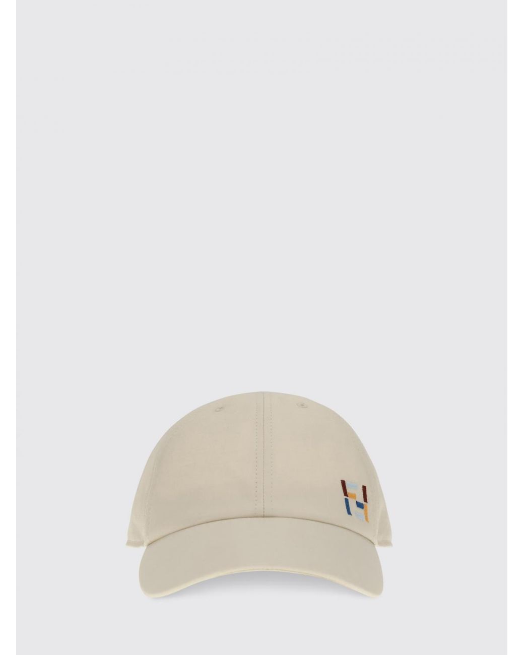 Fendi Natural Cotton Baseball Cap With Embroidered Ff Monogram for men