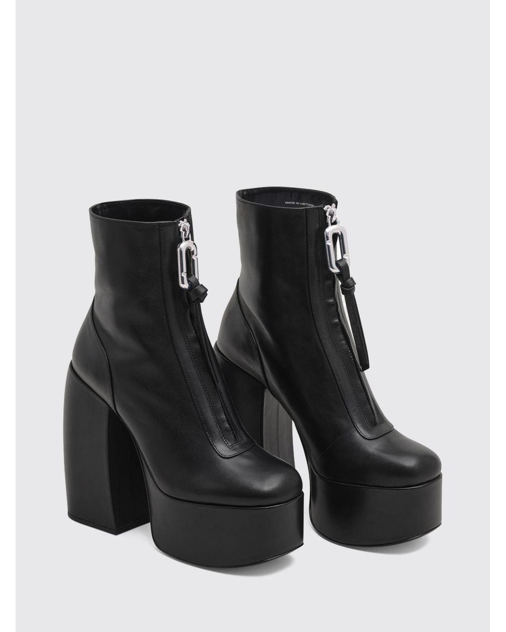 Marc Jacobs Black The Gigi Leather Platform Ankle Boots With High Heel