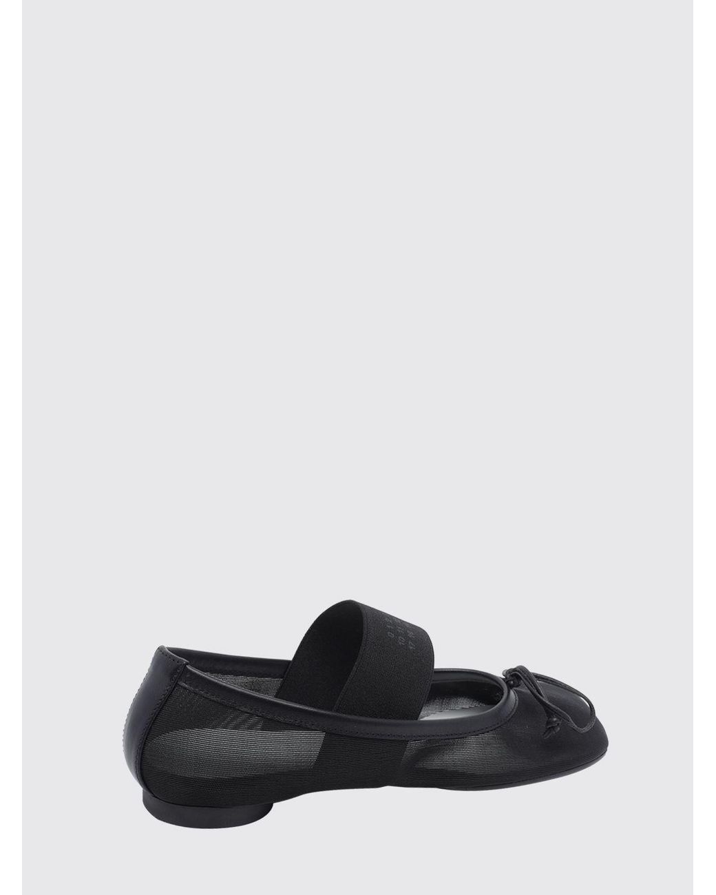 MM6 by Maison Margiela White Asymmetric Toe Nylon Mary Jane Ballet Flats
