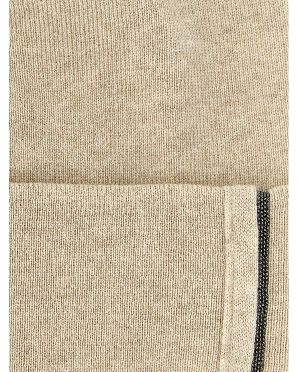 Brunello Cucinelli Natural Cuffed Pure Cashmere Beanie With Monili Embellishment