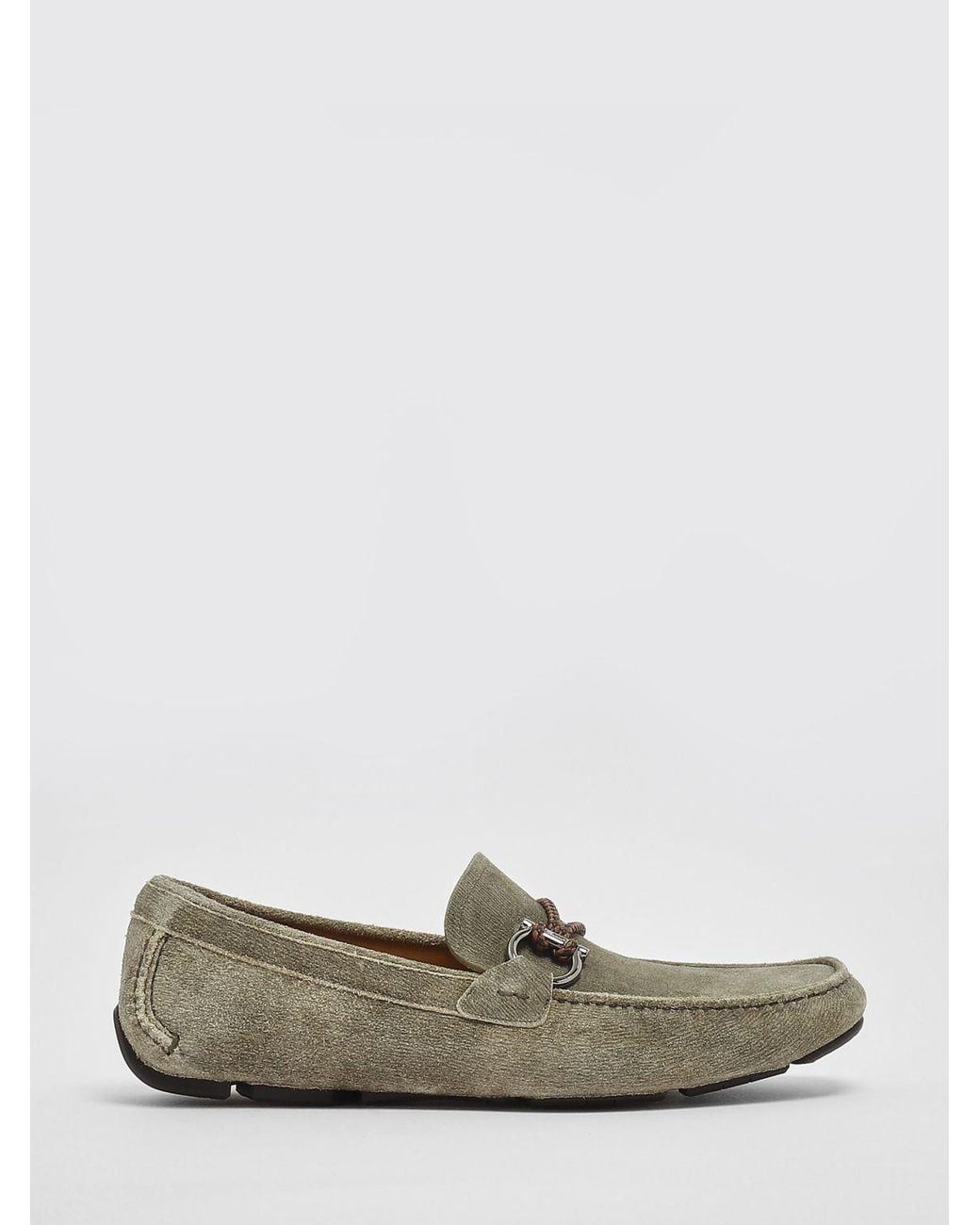 Ferragamo Multicolor Gancini Suede Driver Loafers for men