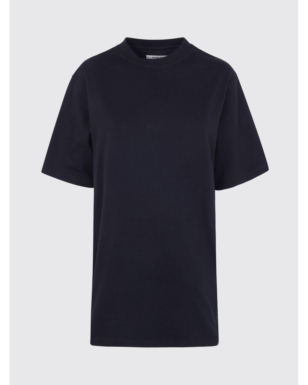 Phoebe Philo Blue Crew Neck Organic Cotton T-Shirt With Dropped Shoulders