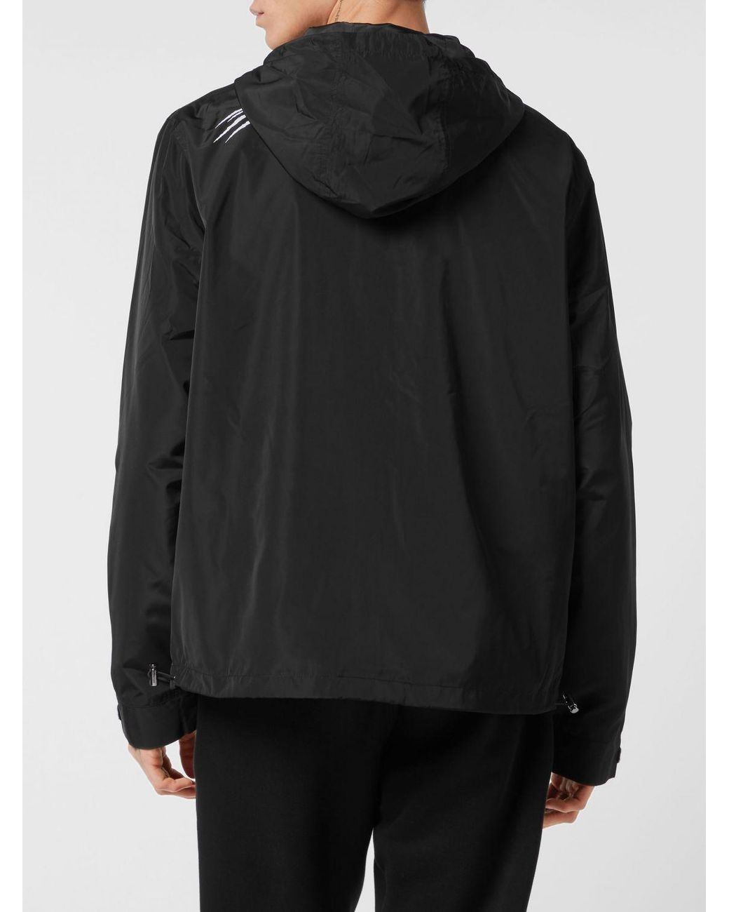 Philipp Plein Black Hooded Windbreaker Jacket for men