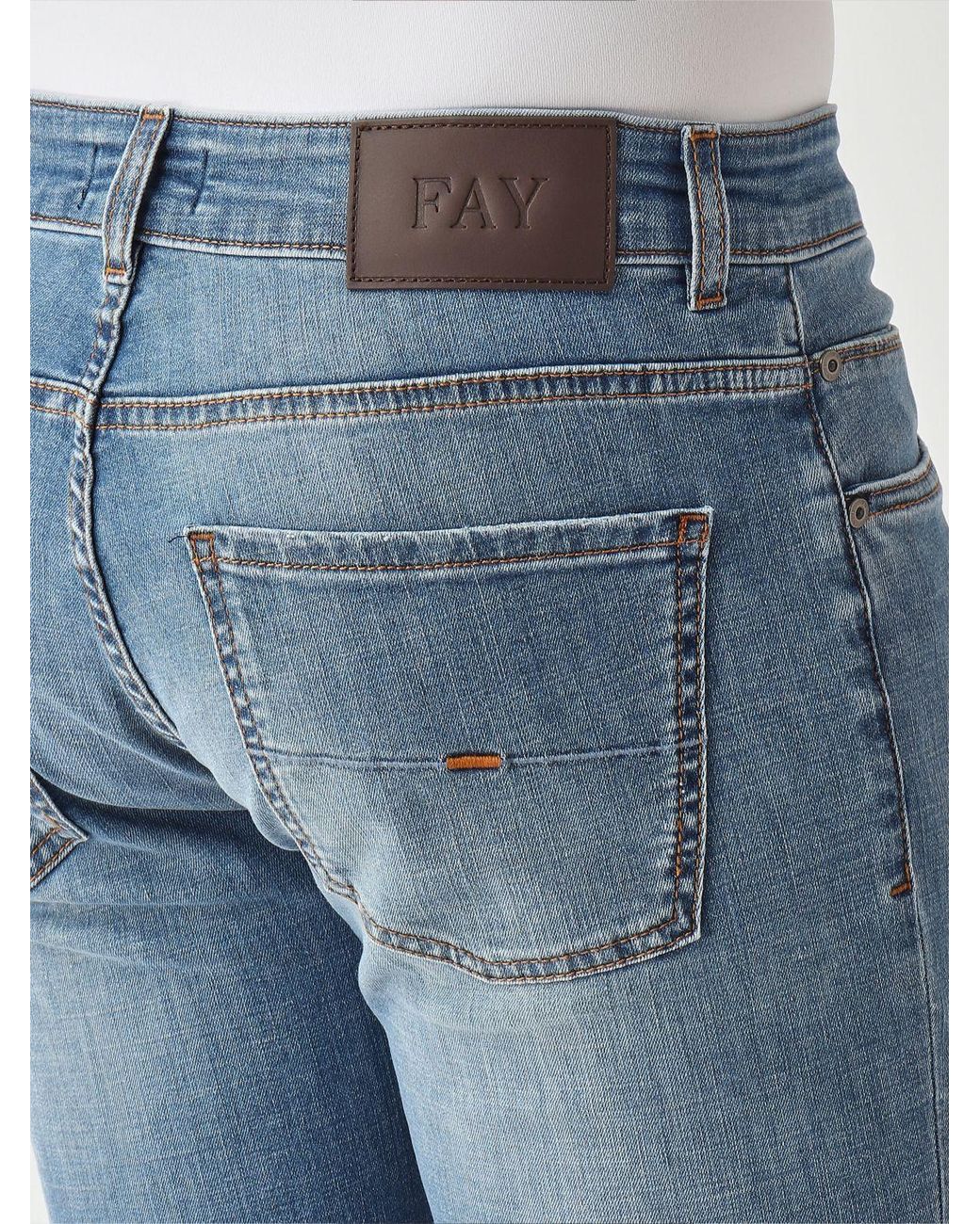 Fay Blue Stretch Slim Fit Jeans for men
