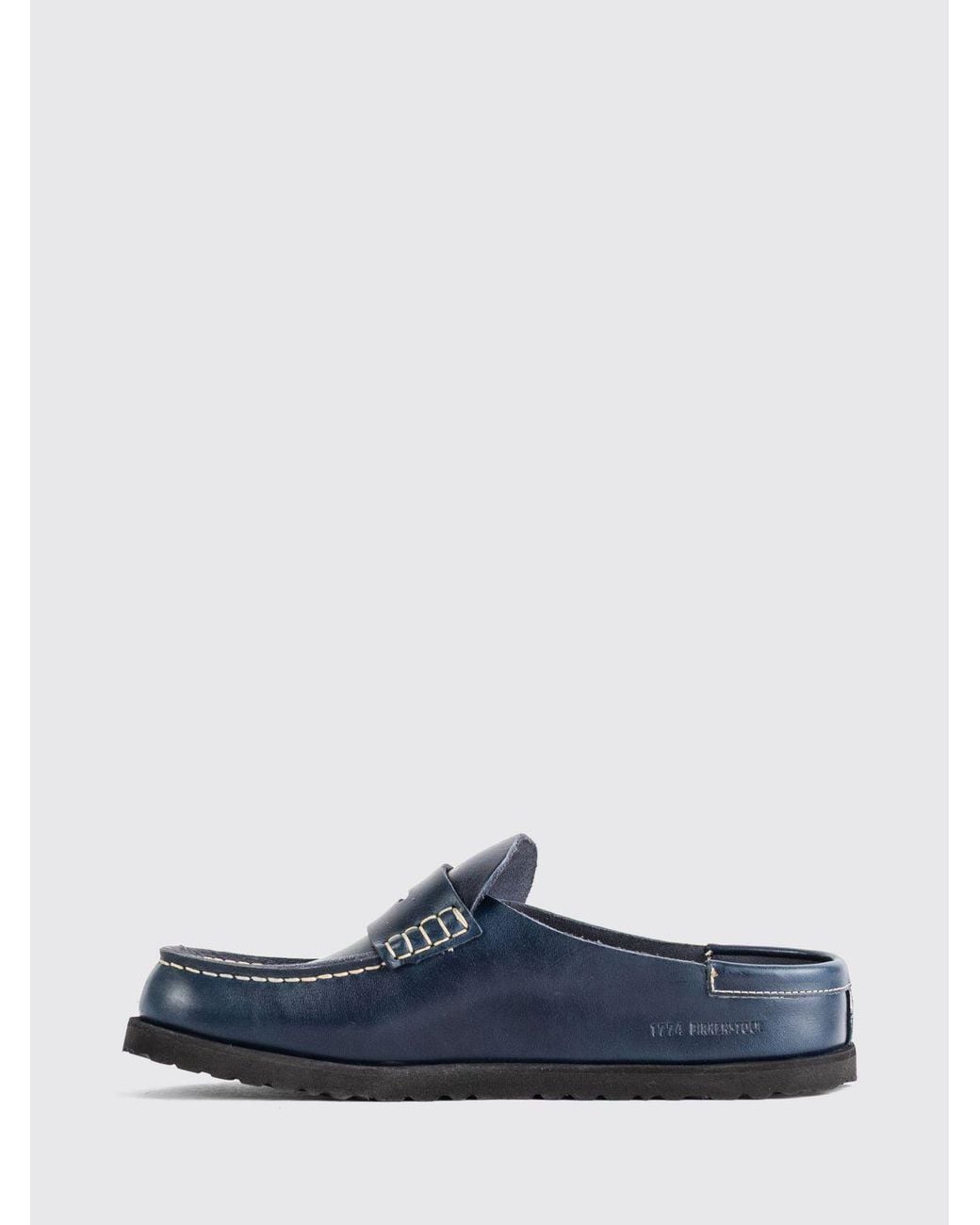 Birkenstock Blue 1774 Naples Smooth Leather Low-Heeled Mules