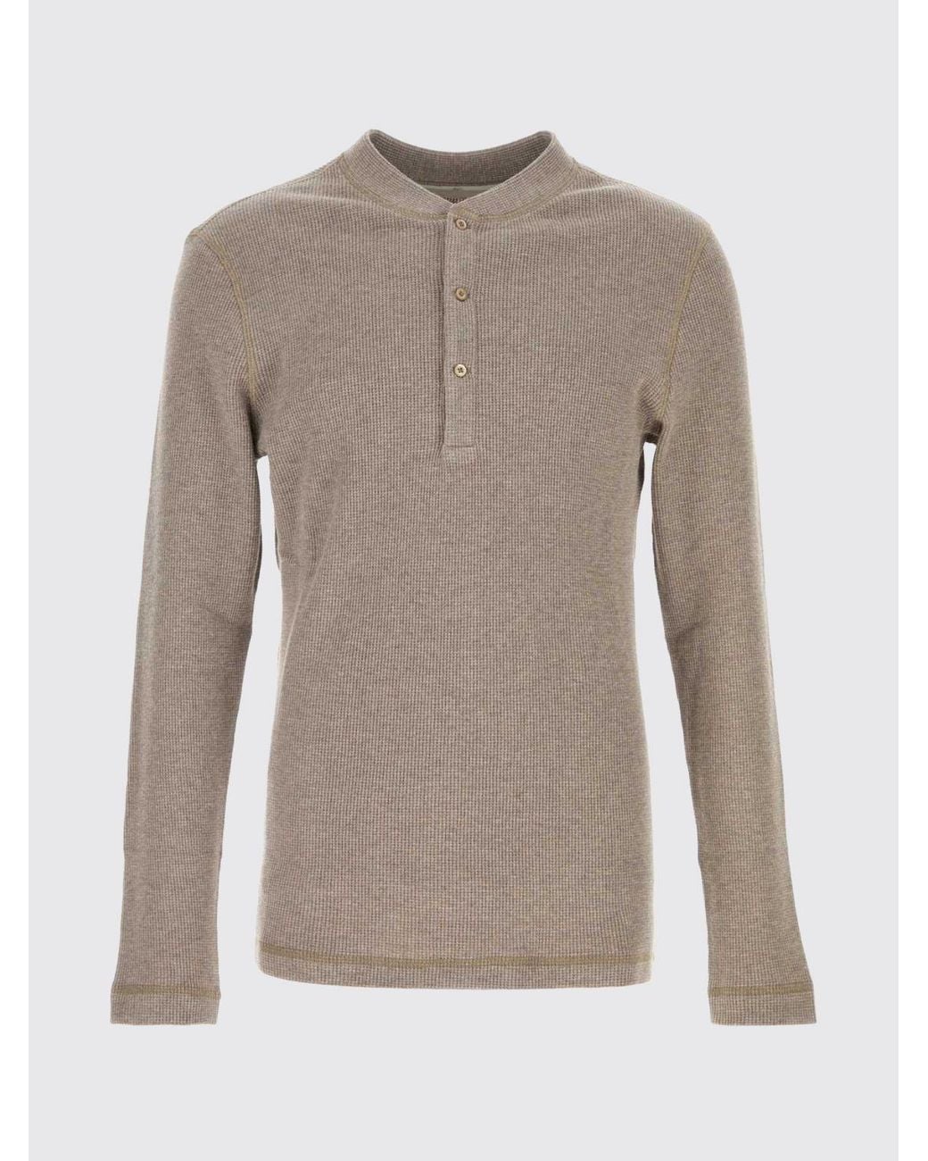 Brunello Cucinelli Blue Long-Sleeved Cotton And Cashmere Henley Shirt for men