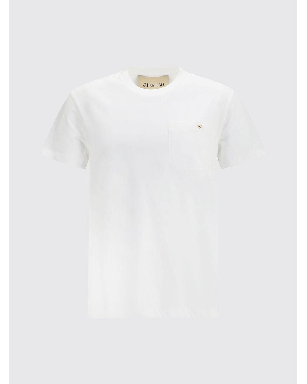 Valentino White Slim Fit Vlogo Signature Cotton Pocket T-Shirt for men
