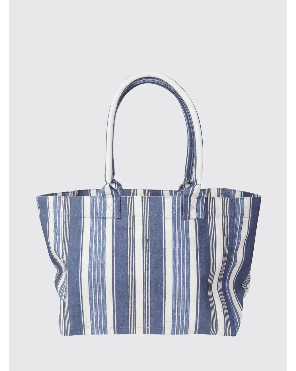 Isabel Marant Blue Bicolor Striped Cotton Canvas Shoulder Bag