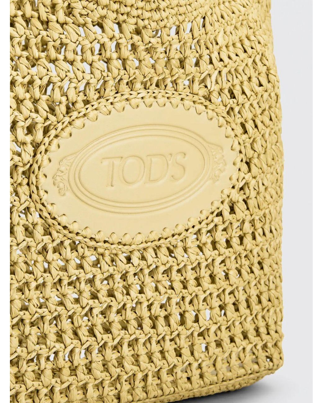 Tod's Metallic Crochet Raffia Shopping Bag