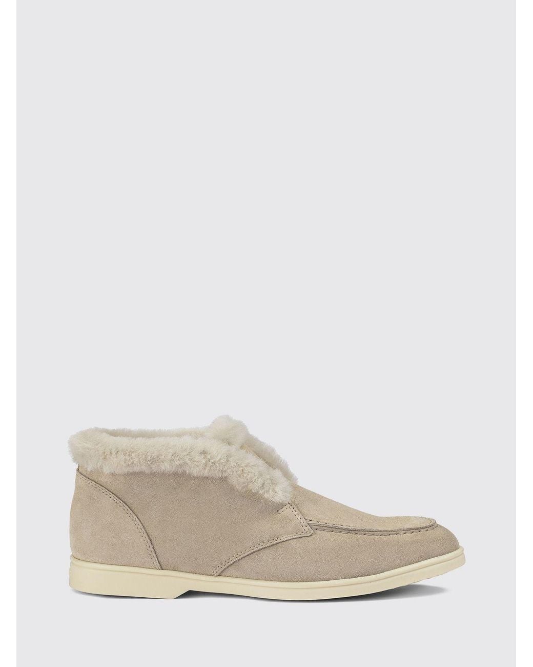 Doucal's Natural Suede Chukka Boots With Shearling Lining And Rubber Sole
