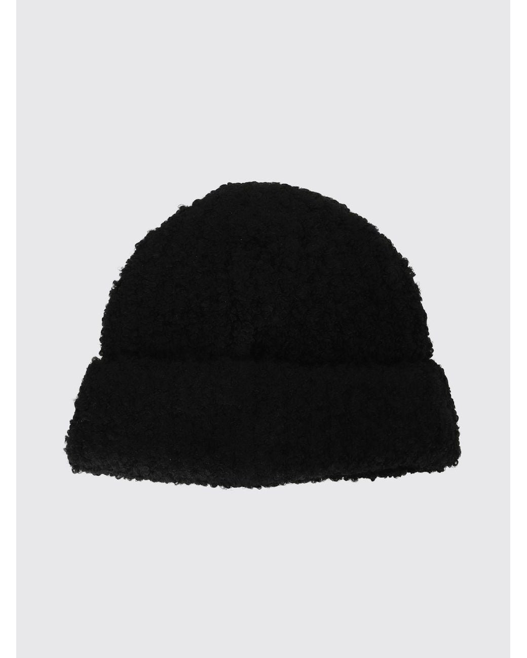 MM6 by Maison Margiela Black Knitted Wool Blend Beanie Hat With Cuff