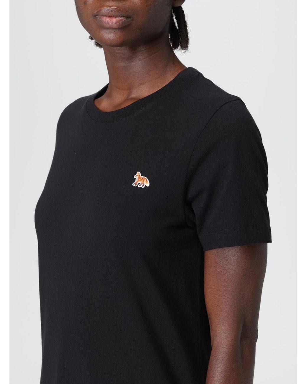Maison Kitsuné Black Maison KitsunÉ Cotton T-Shirt With Logo