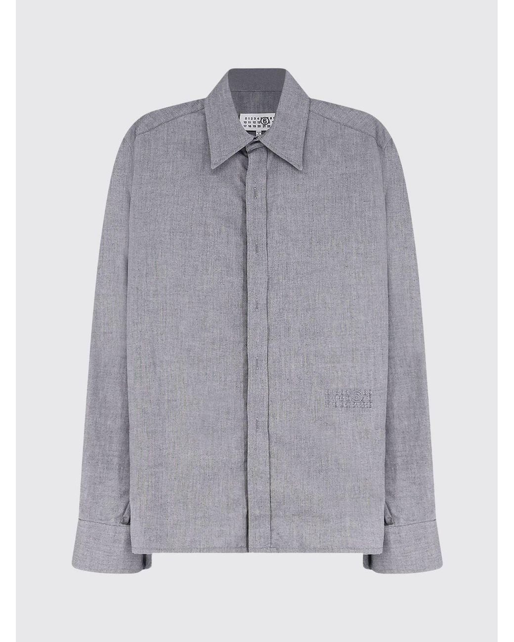 MM6 by Maison Margiela Gray Long-Sleeved Cotton Shirt With Numeric Logo for men