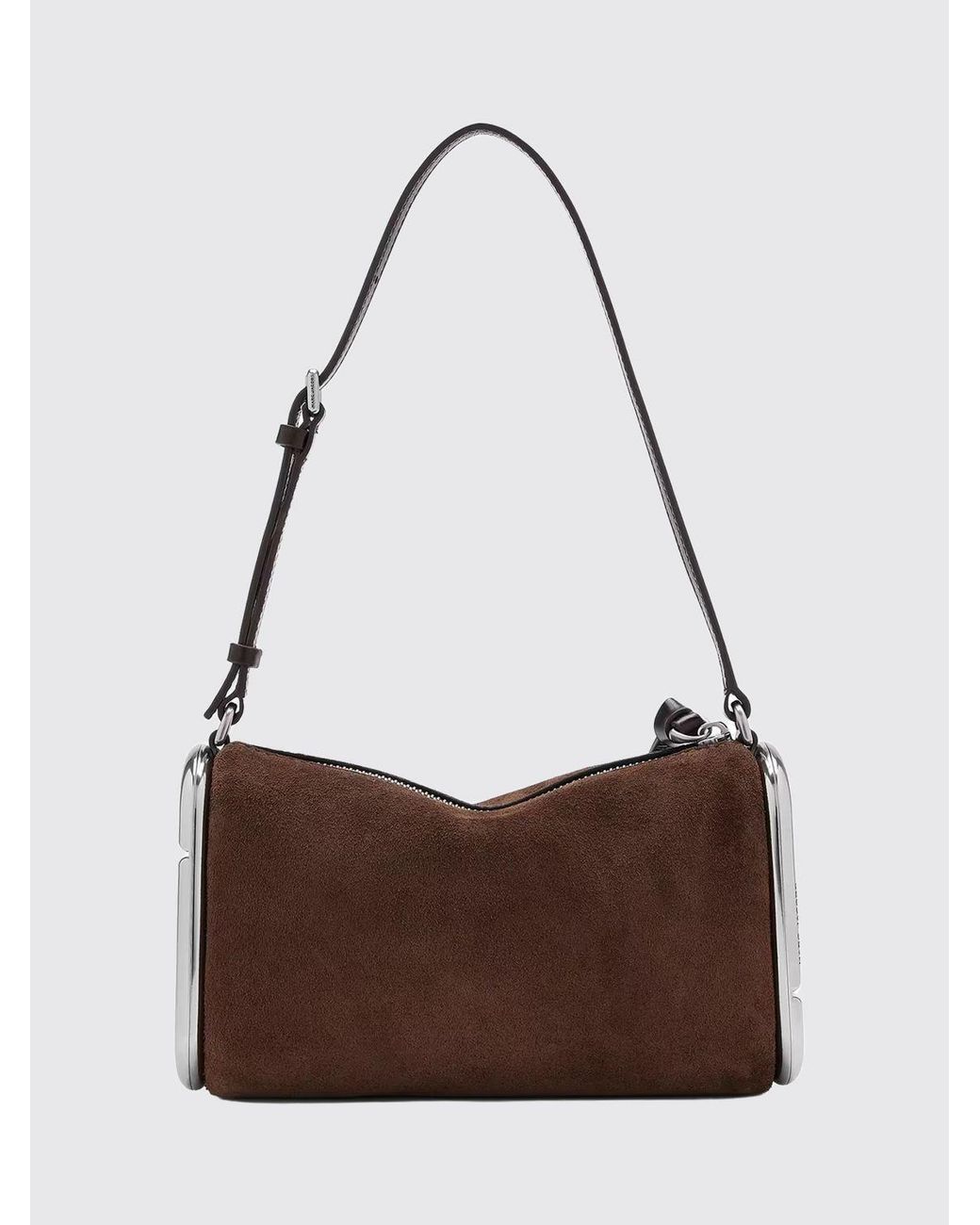 Marc Jacobs Brown Suede Leather Shoulder Bag With Metallic Double J Logo