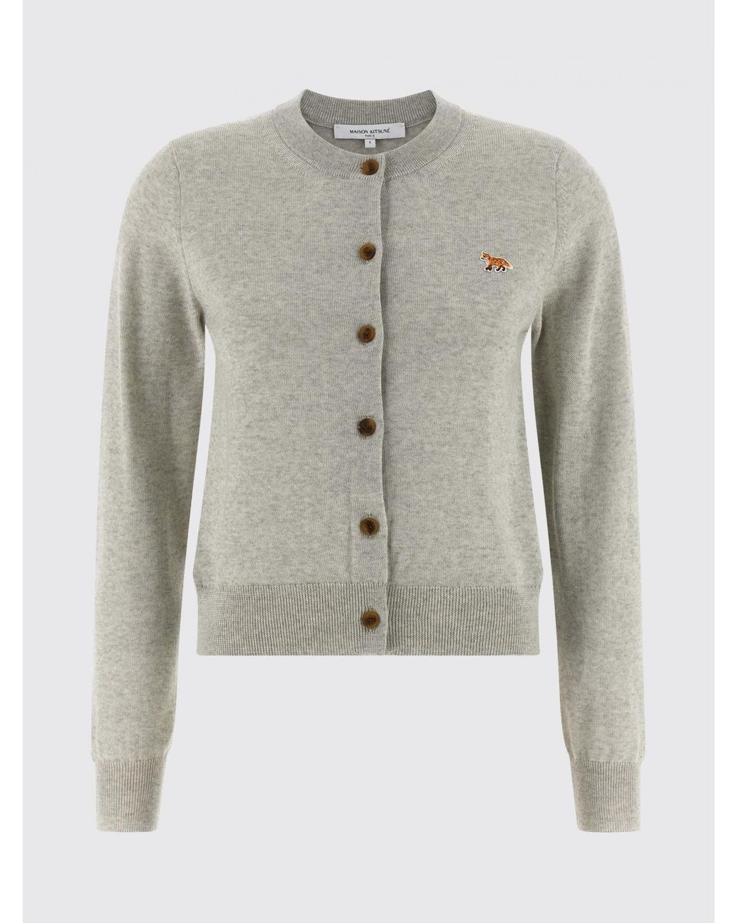 Maison Kitsuné Gray Maison KitsunÉ Crew Neck Cardigan