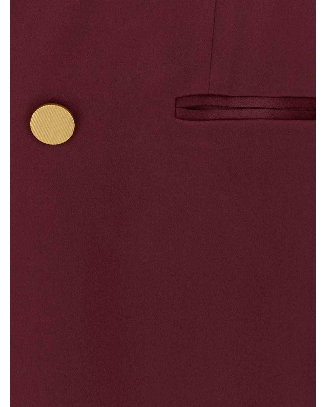 Alberta Ferretti Red Double-Breasted Cropped Viscose Blazer With Peaked Lapels