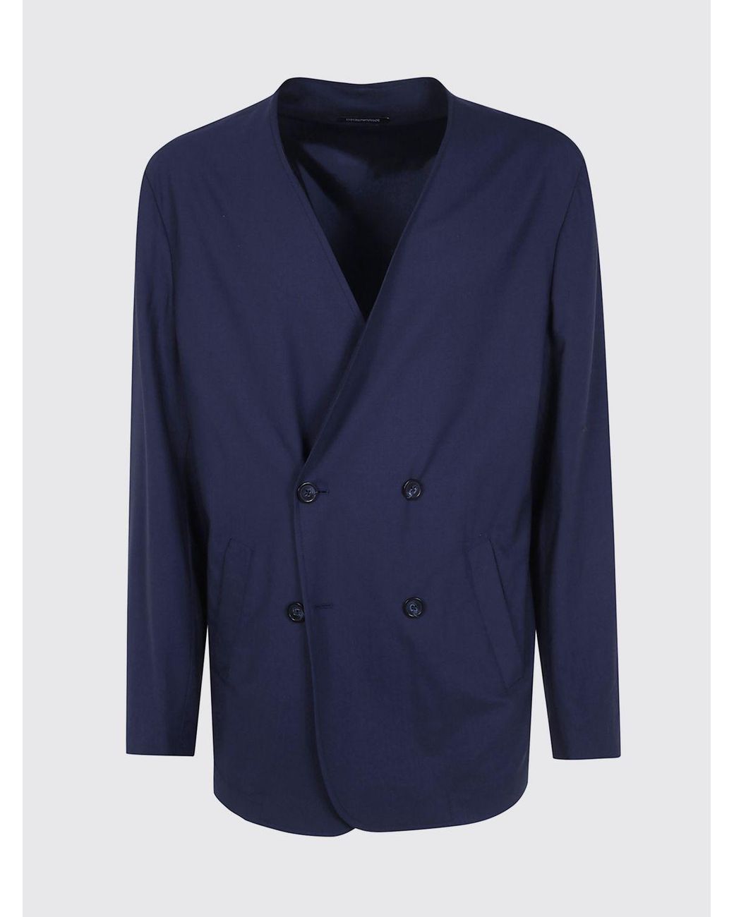 Emporio Armani Blue Double-Breasted Blazer for men
