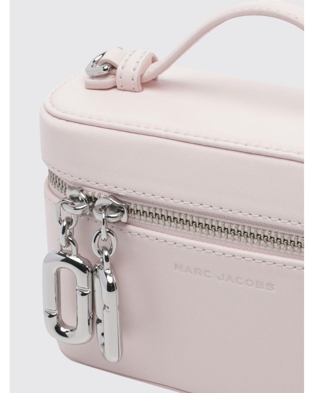 Marc Jacobs Natural The Vanity Leather Handbag With Crossbody Strap And Logo Charm