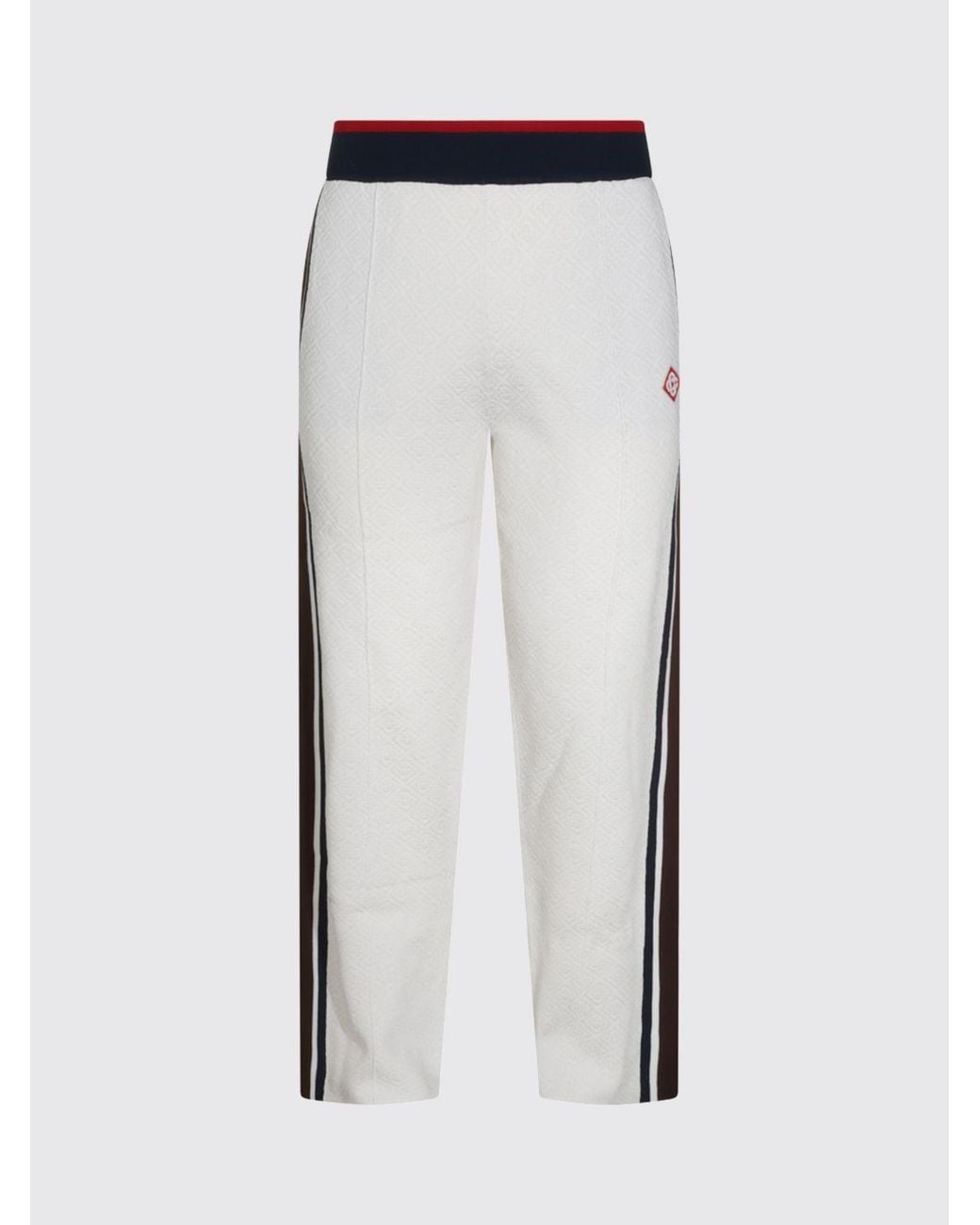 Casablanca White Jersey Jogging Trousers With Jacquard Monogram And Side Bands for men