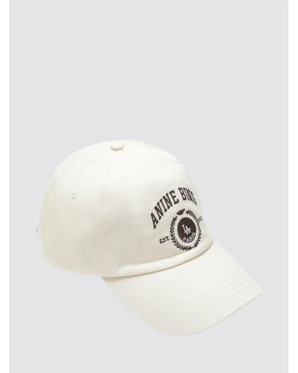 Anine Bing White Cotton Baseball Cap With Embroidered Crest