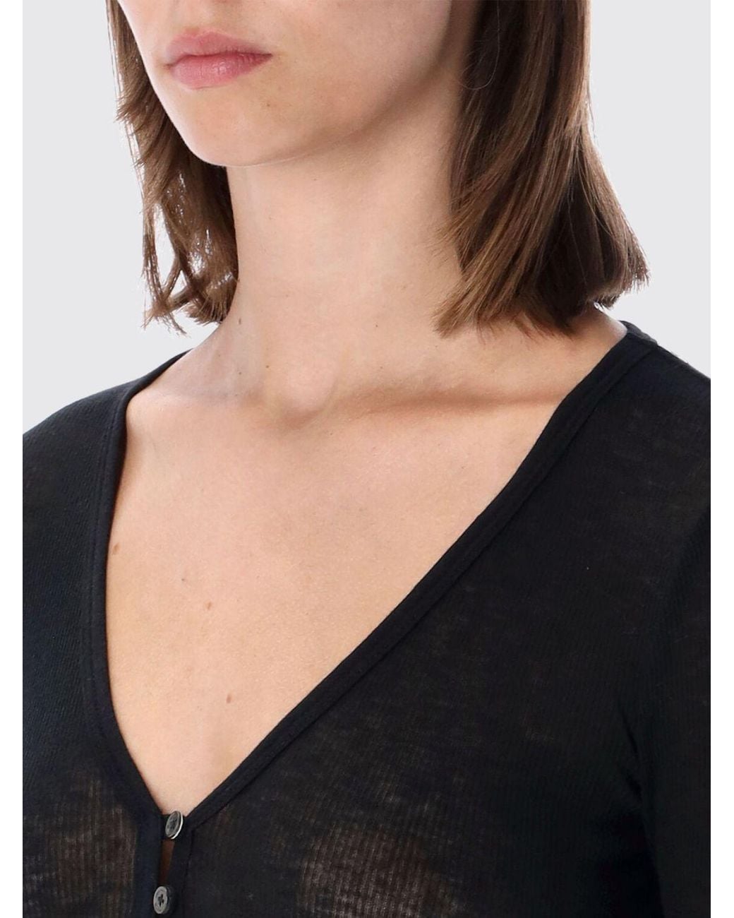 James Perse Black Slim Fit V-Neck Cardigan