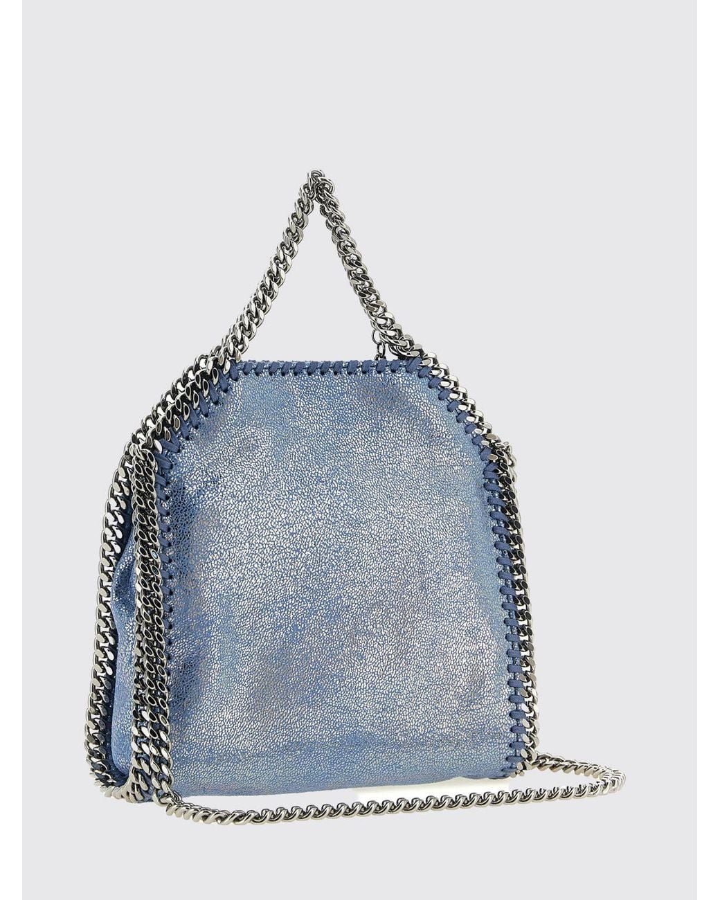 Stella McCartney Blue Falabella Mini Tote Bag With Chain Trims