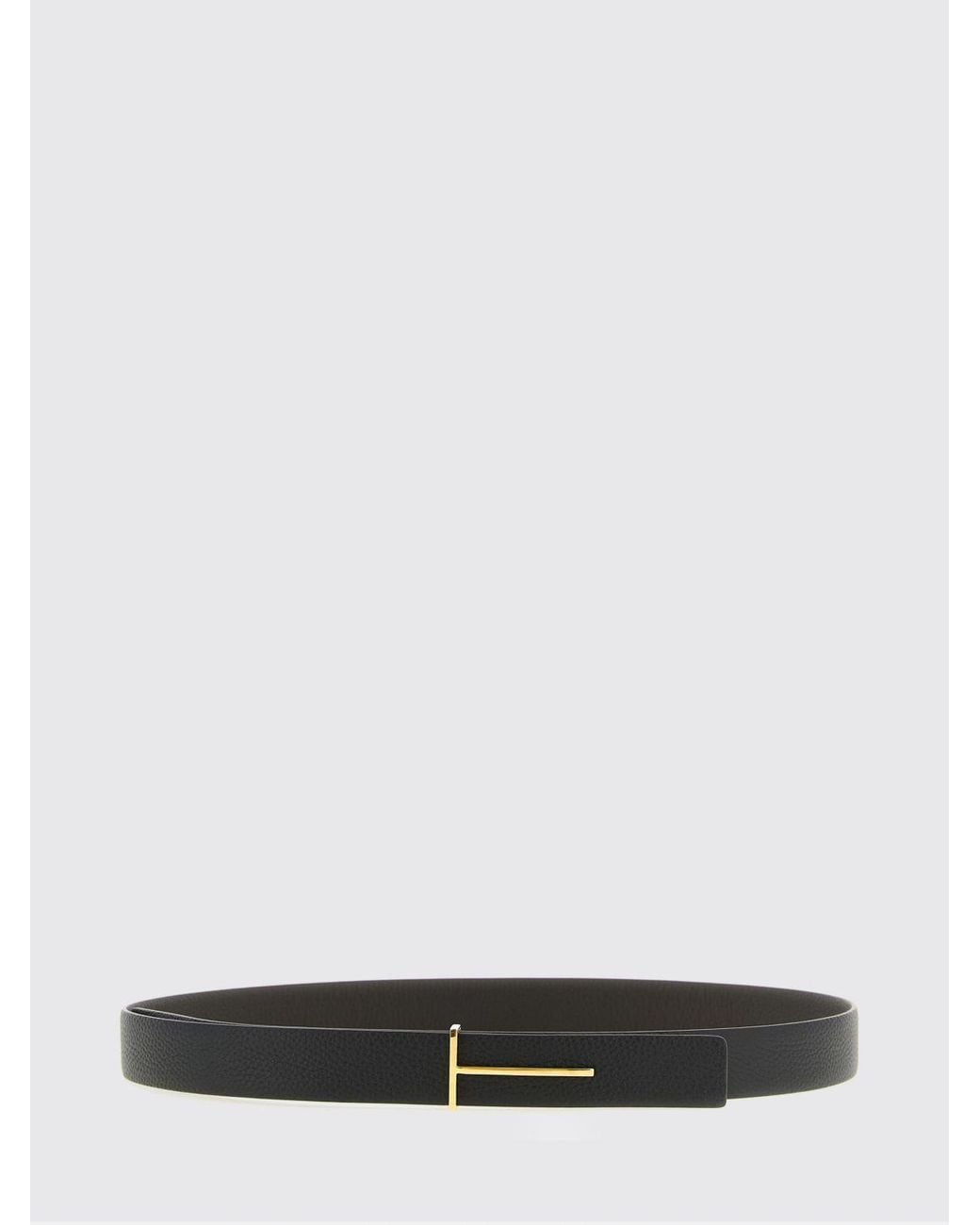 Tom Ford White Reversible Calfskin Leather Belt With T Logo Buckle for men