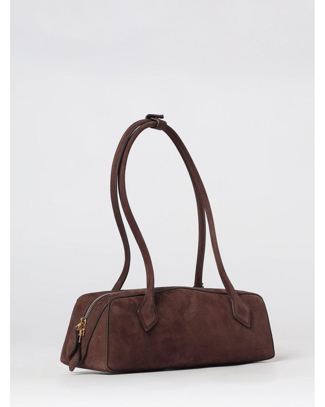 Alaïa Brown Medium Le Teckel Calfskin Leather And Nubuck Shoulder Bag