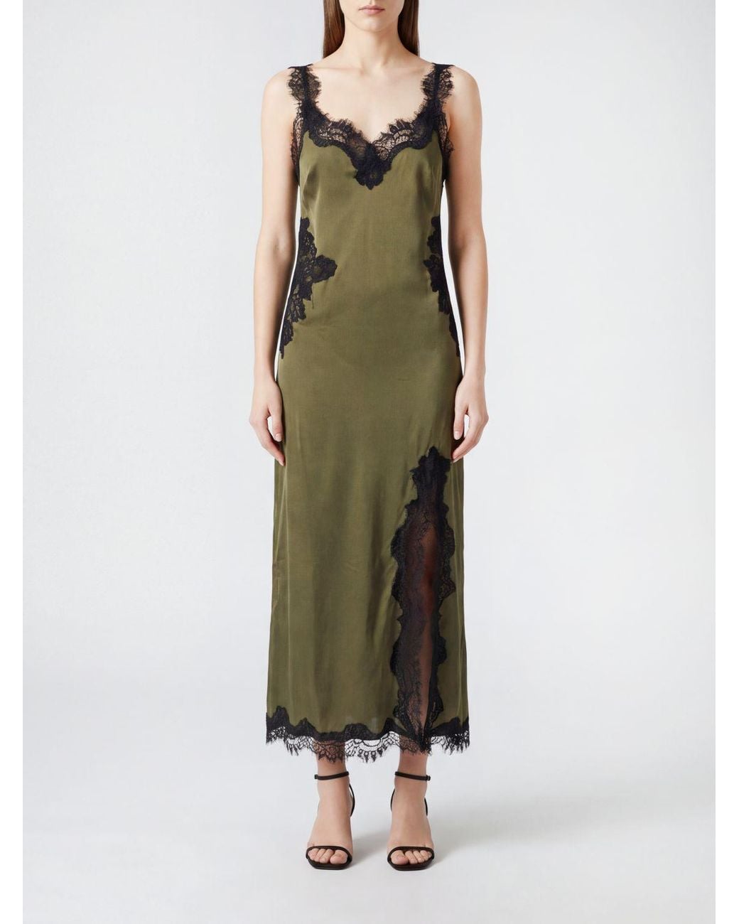Gold Hawk Green Midi Slip Dress