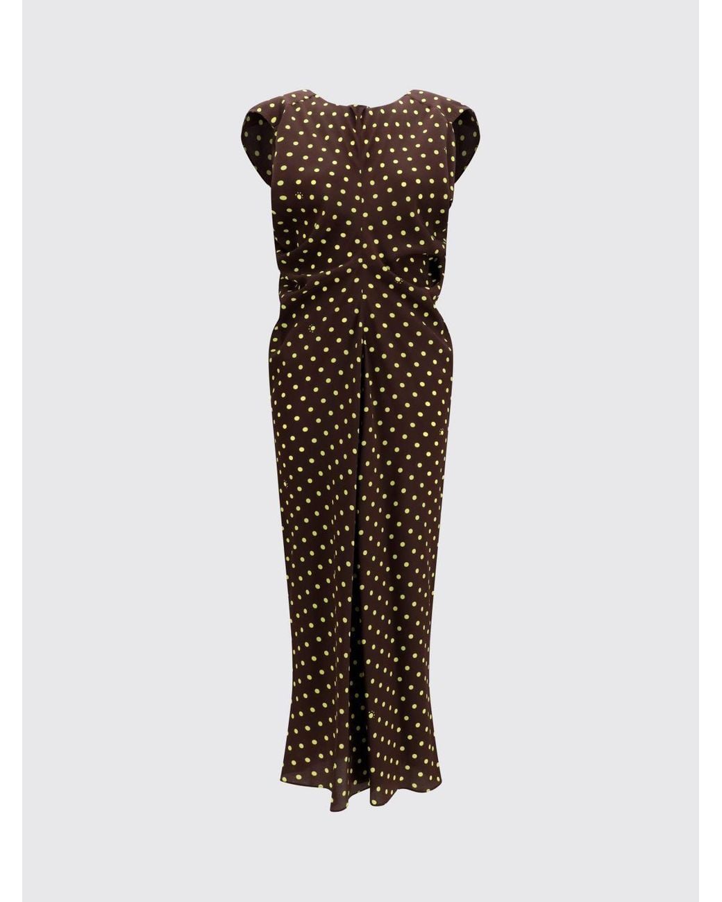 Marni Brown Polka-Dot Silk-Blend Midi Tunic With Padded Shoulders And Tie Closure