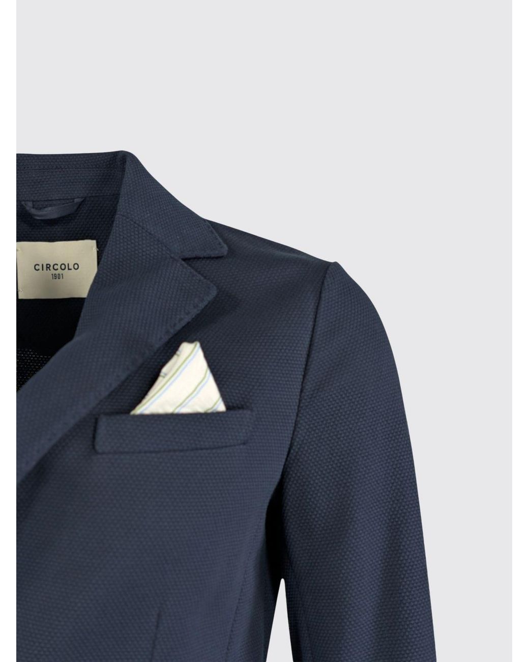 Circolo 1901 Blue Single-Breasted Slim Fit Cotton Blazer