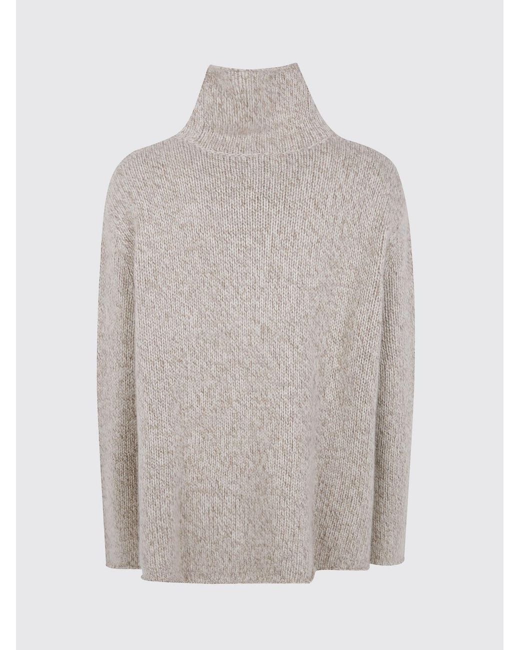 Kujten Gray 100% Cashmere Turtleneck Jumper With Contrast Logo And Ribbed Trims