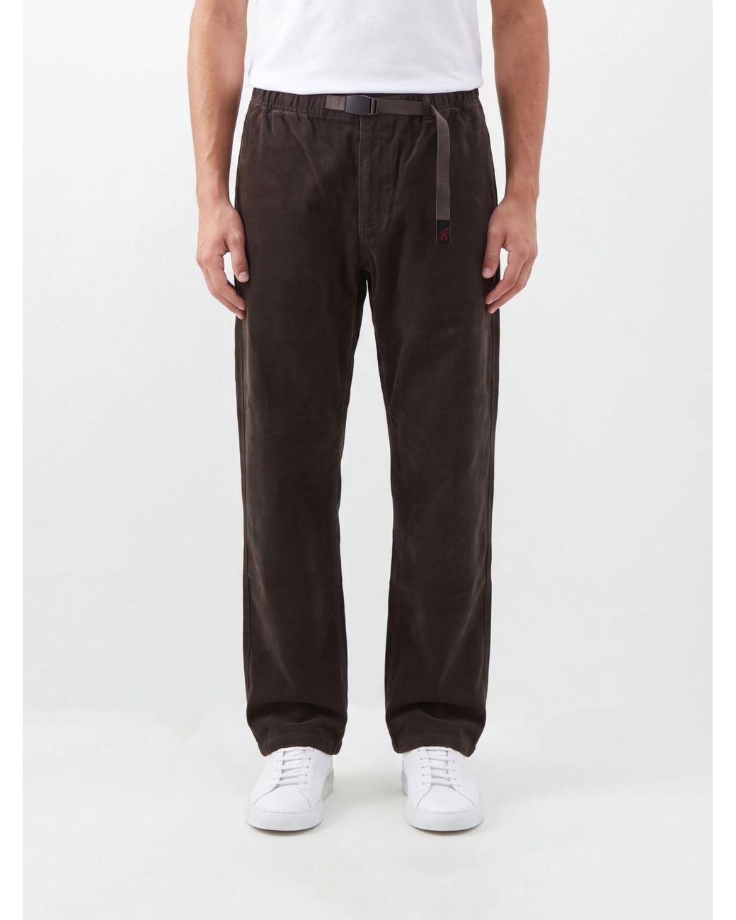 Gramicci Black Wide Leg Cotton Trousers With Elasticated Drawstring Waist for men