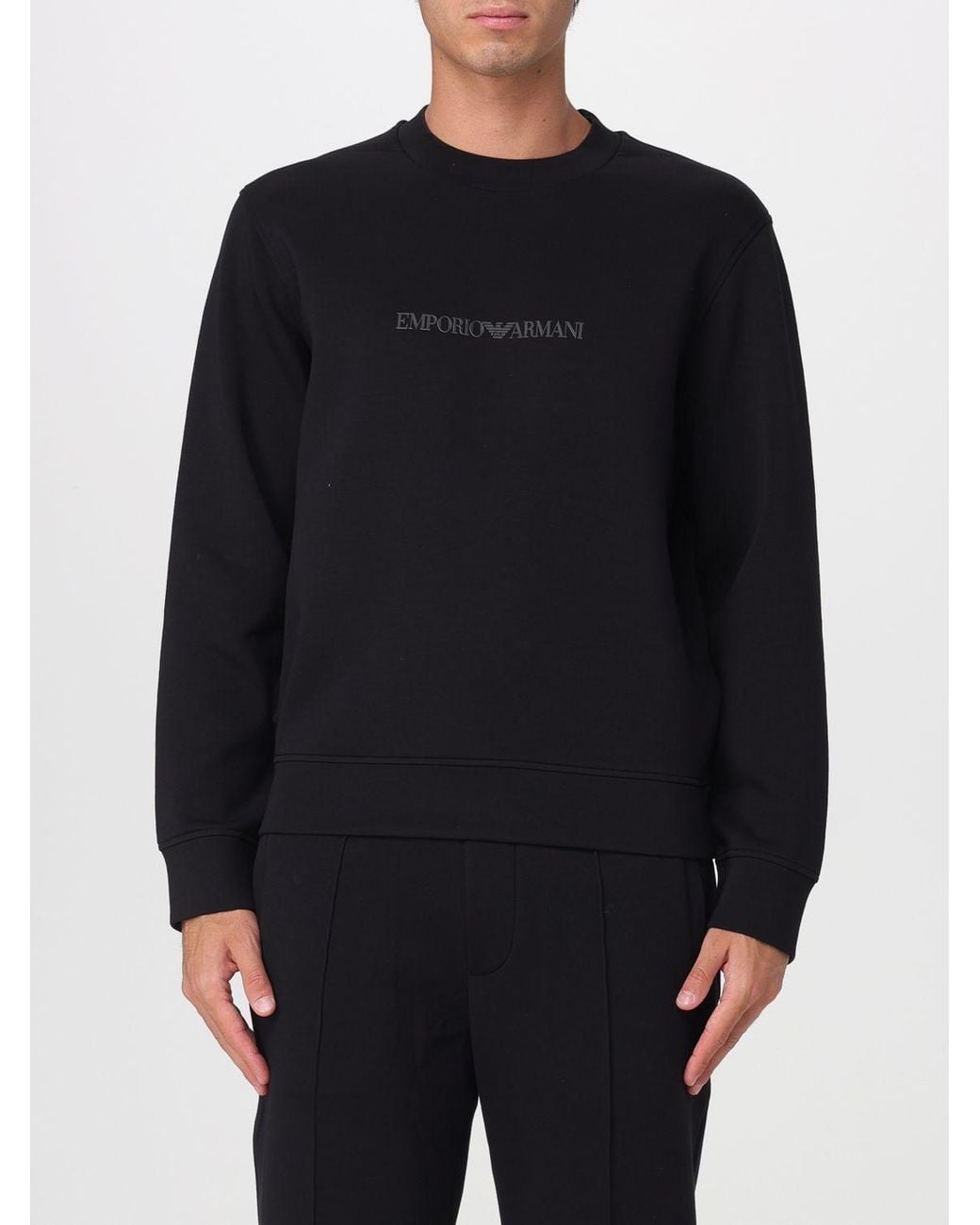 Emporio Armani Black Crew Neck Sweatshirt With Logo for men