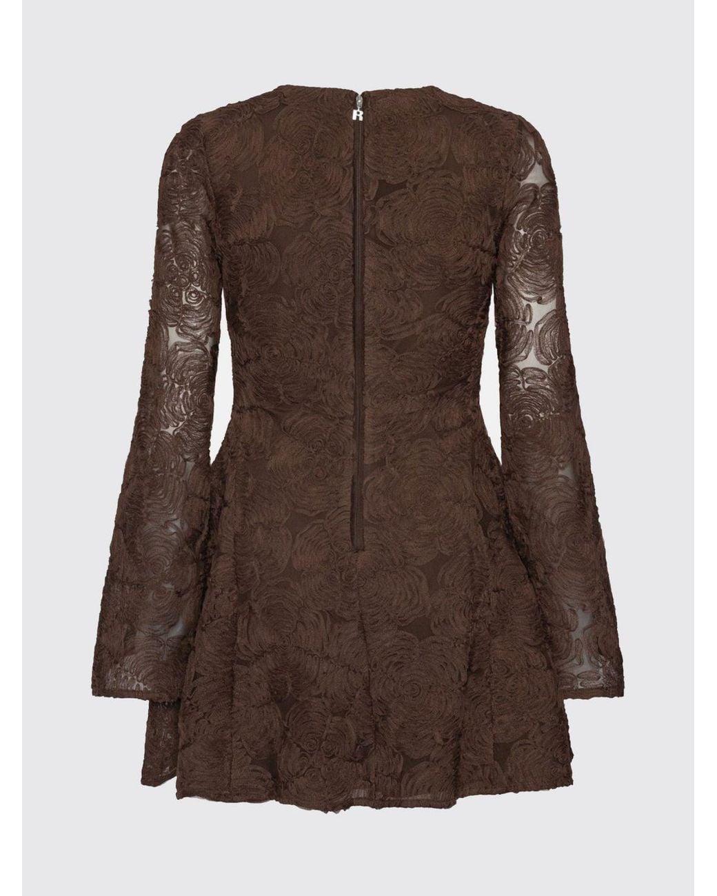 ROTATE BIRGER CHRISTENSEN Purple Floral Print Long-Sleeved Mesh A-Line Mini Dress