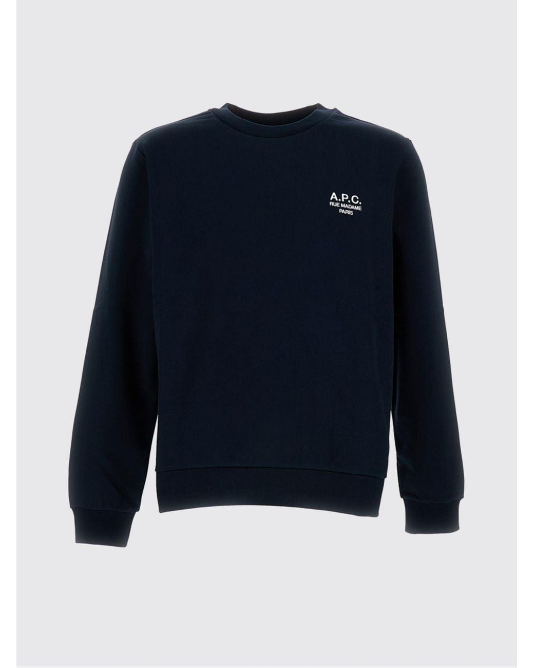 A.P.C. Blue Cotton Crew-Neck Sweatshirt With Logo for men
