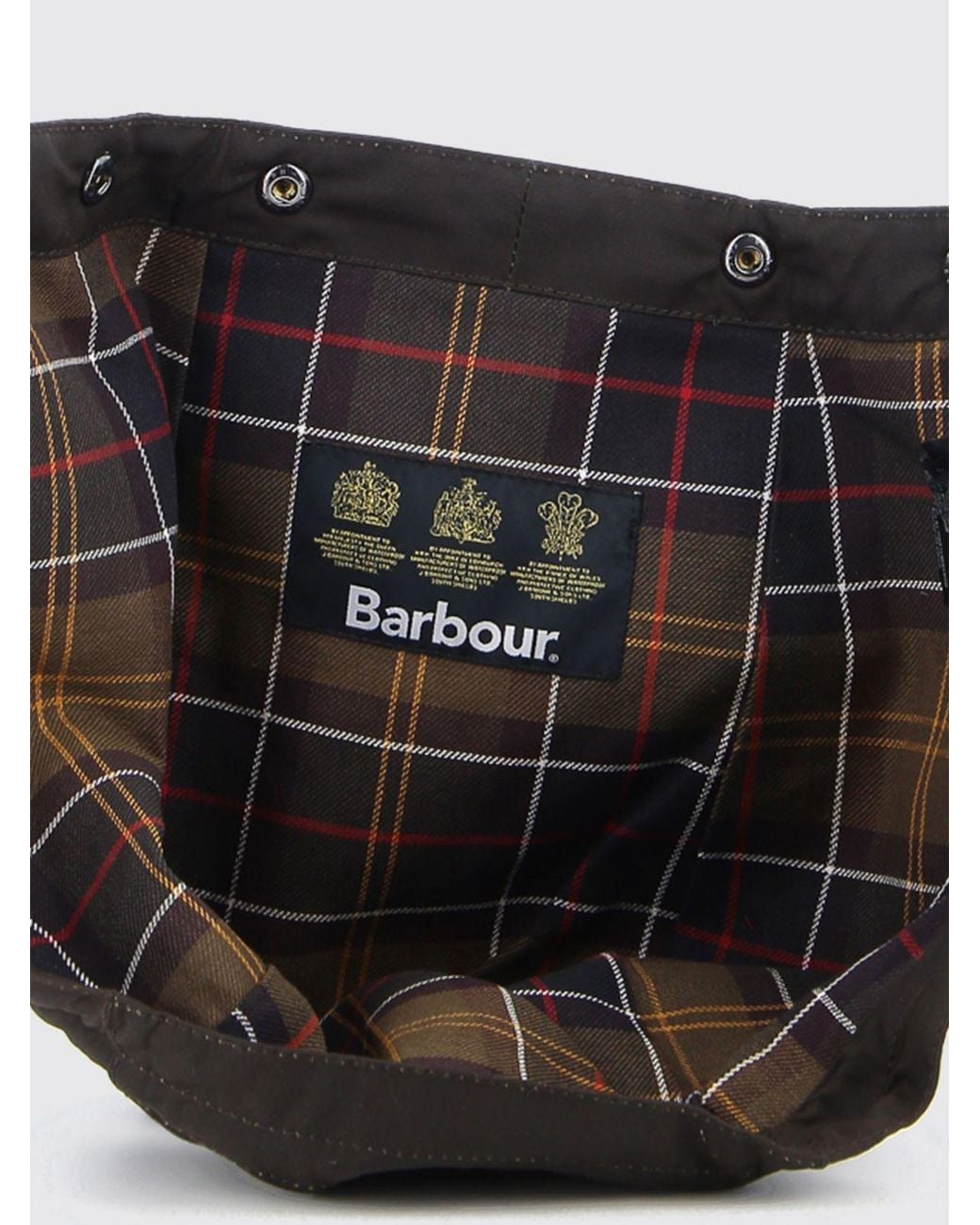 Barbour Black Waxed Cotton Fisherman's Bucket Hat With Check Interior for men